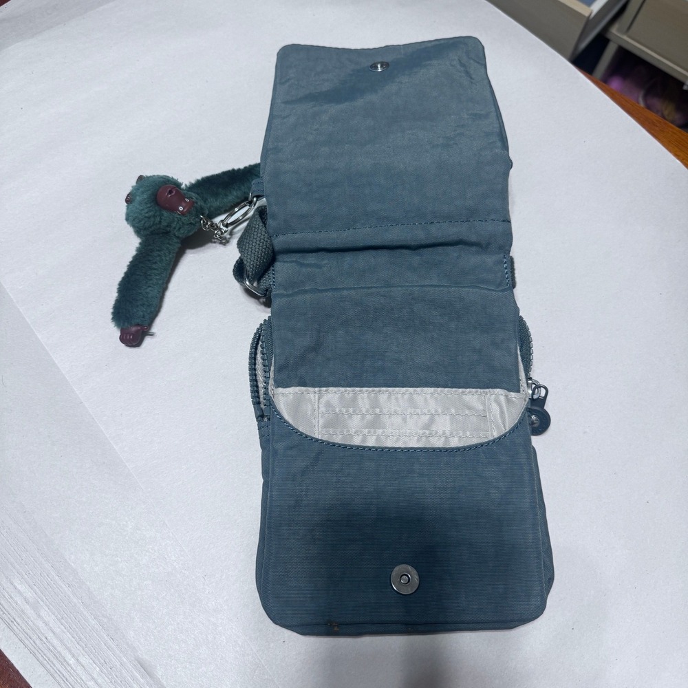 Kipling Eldorado Nylon Crossbody Bag Green Small Travel Organizer Monkey Charm View 5